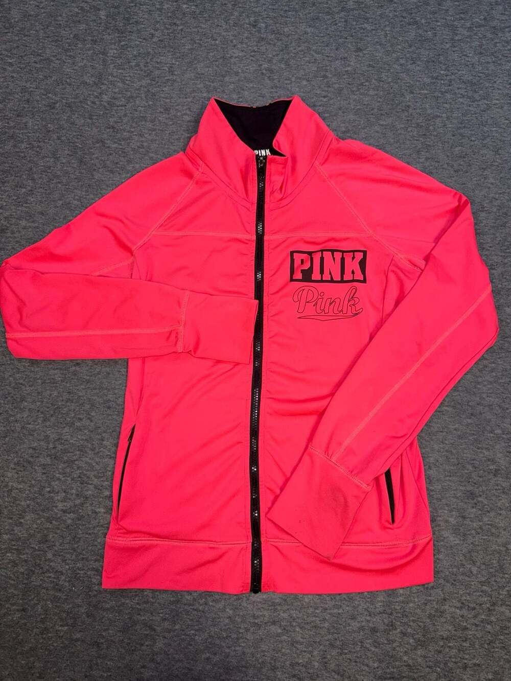 VIctoria Secret Pink Hot Pink Zip-Up Jacket Womens Size Small